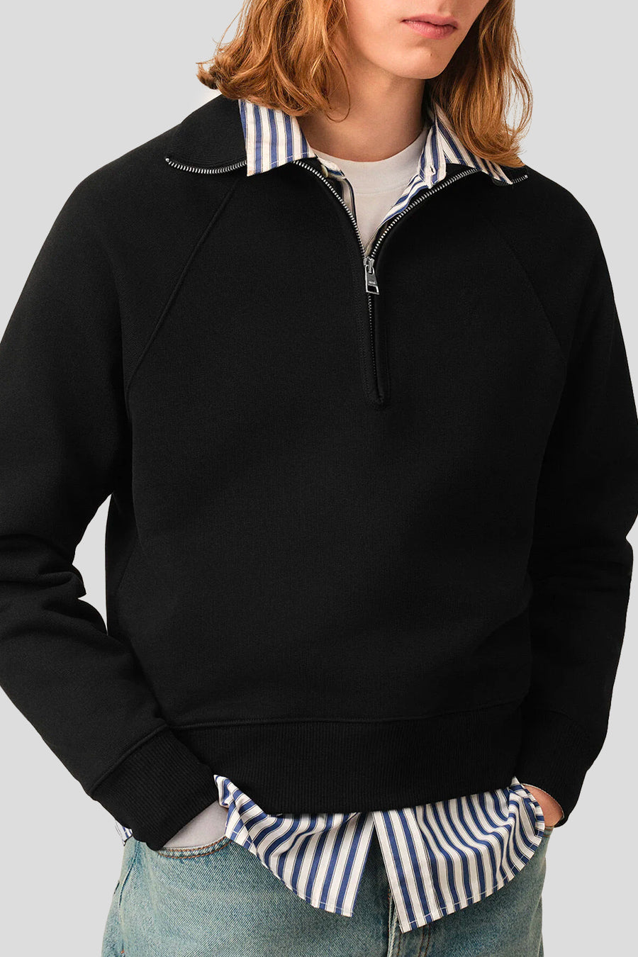AMI PARIS - PULL ZIPPED TONAL EMBOSSED ADC NOIR - LE LABO STORE