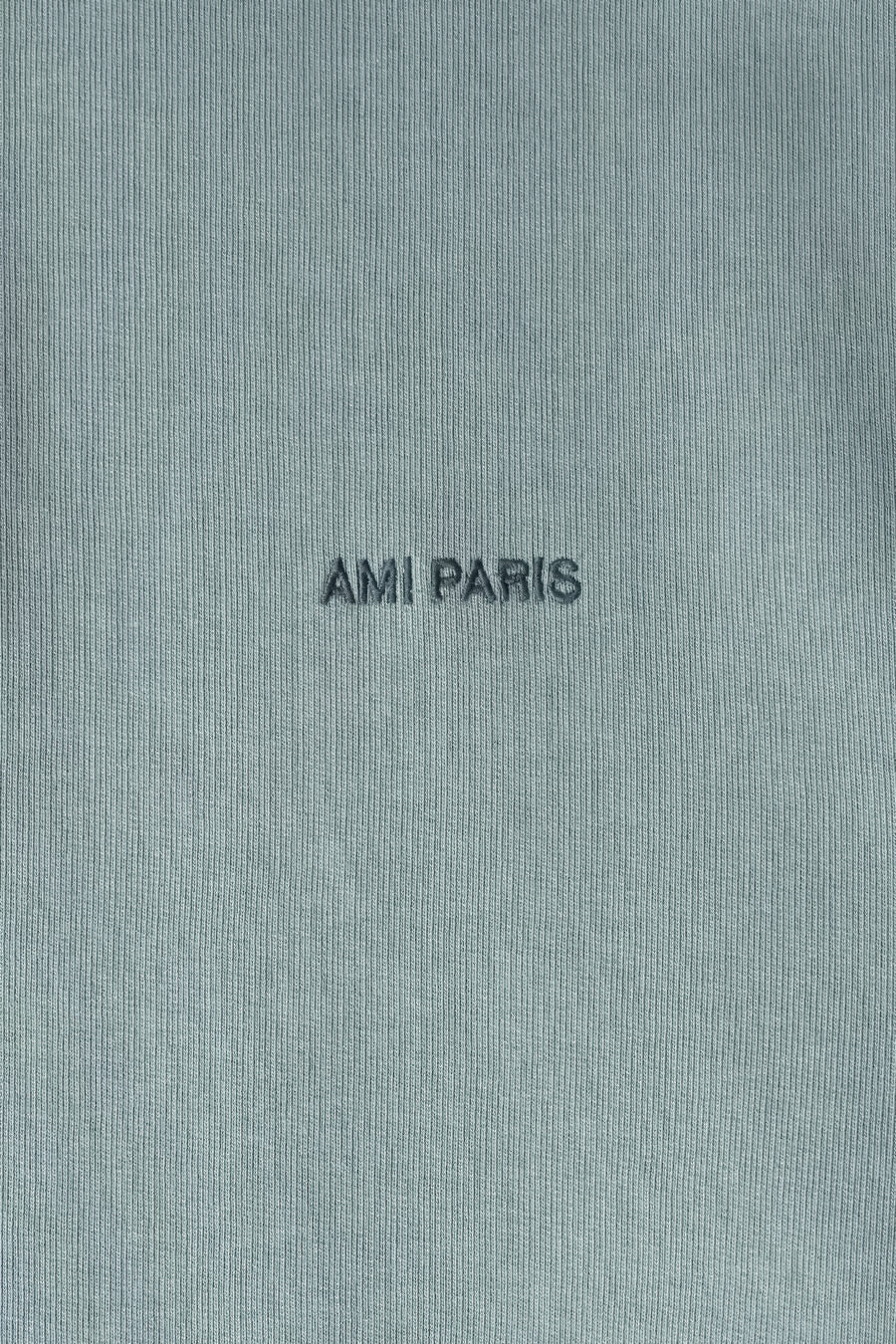 AMI PARIS tone-on-tone logo embroidered hoodie - baby blue