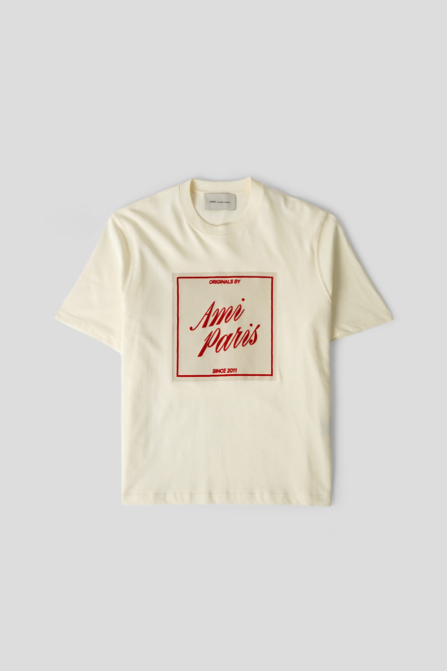 AMI PARIS - T-SHIRT BOXY AMI DE COEUR SIGNATURE FRONT BLANC CREME - LE LABO STORE