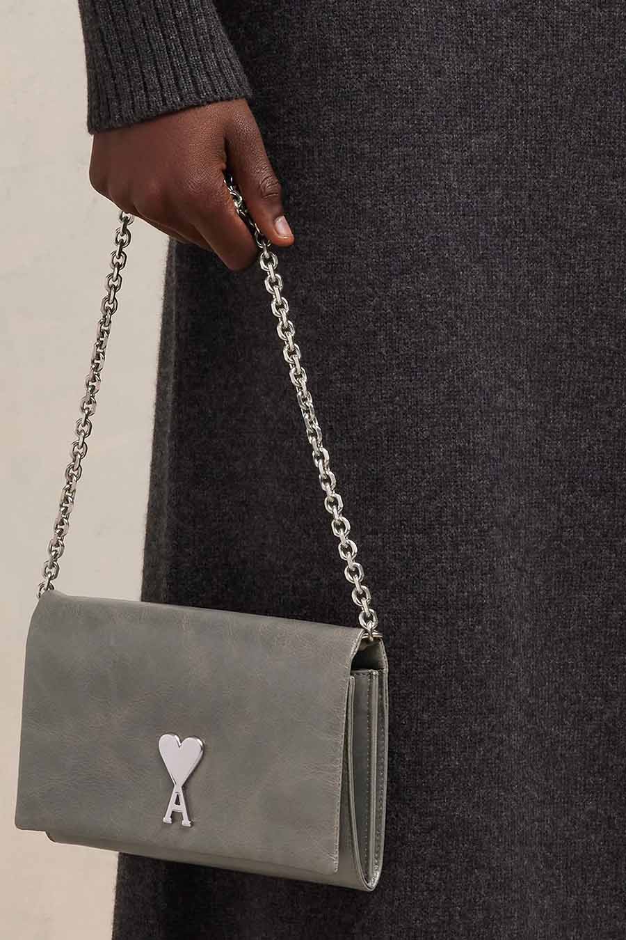 AMI PARIS - CHAIN WALLET WANT YOU MINERAL GREY