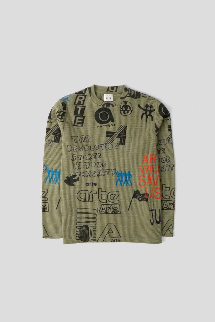 Arte - GREEN EMBOSSED LONG-SLEEVED T-SHIRT - LE LABO STORE