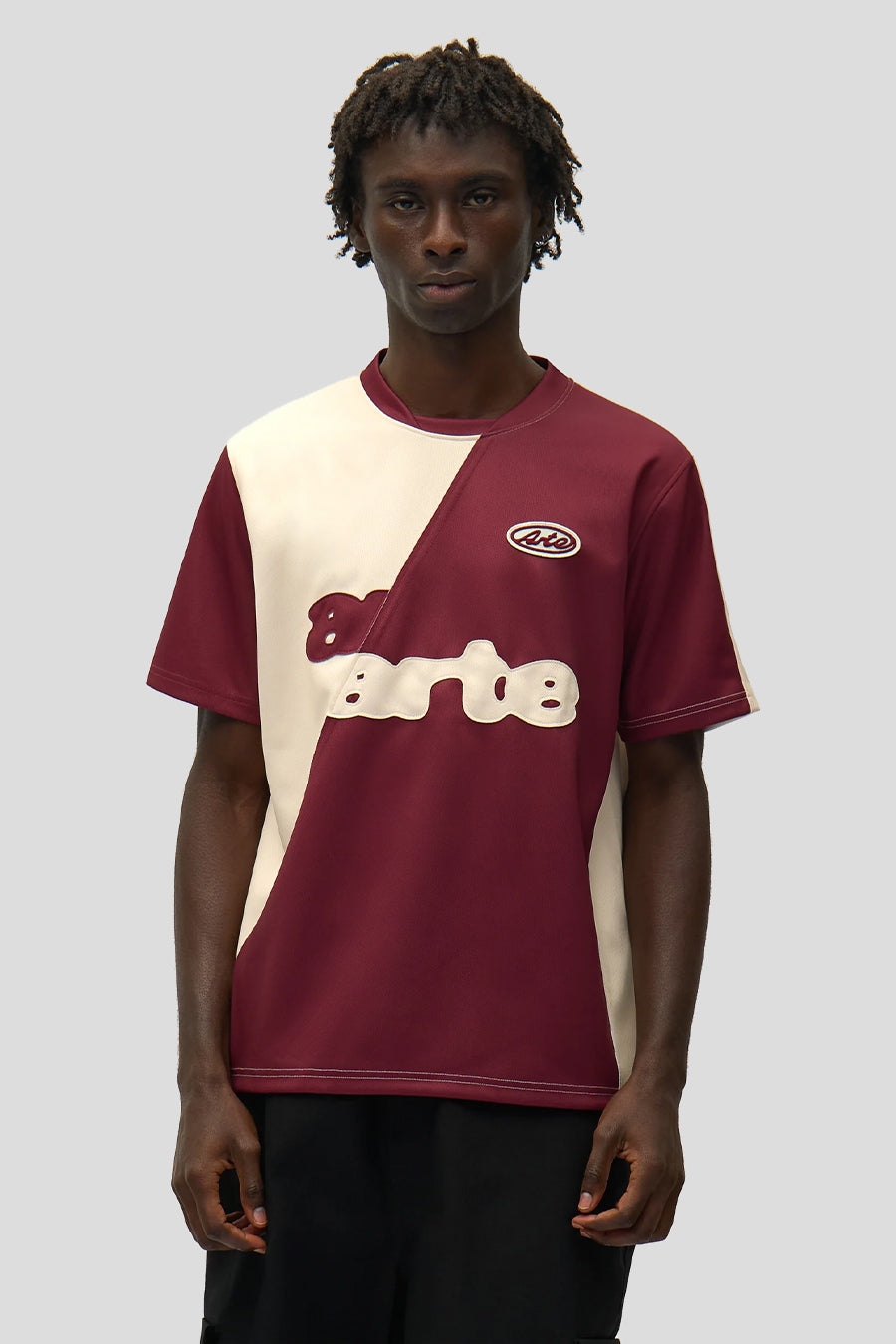 Arte - BURGUNDY AND CREAM FOOTBALL T-SHIRT - LE LABO STORE