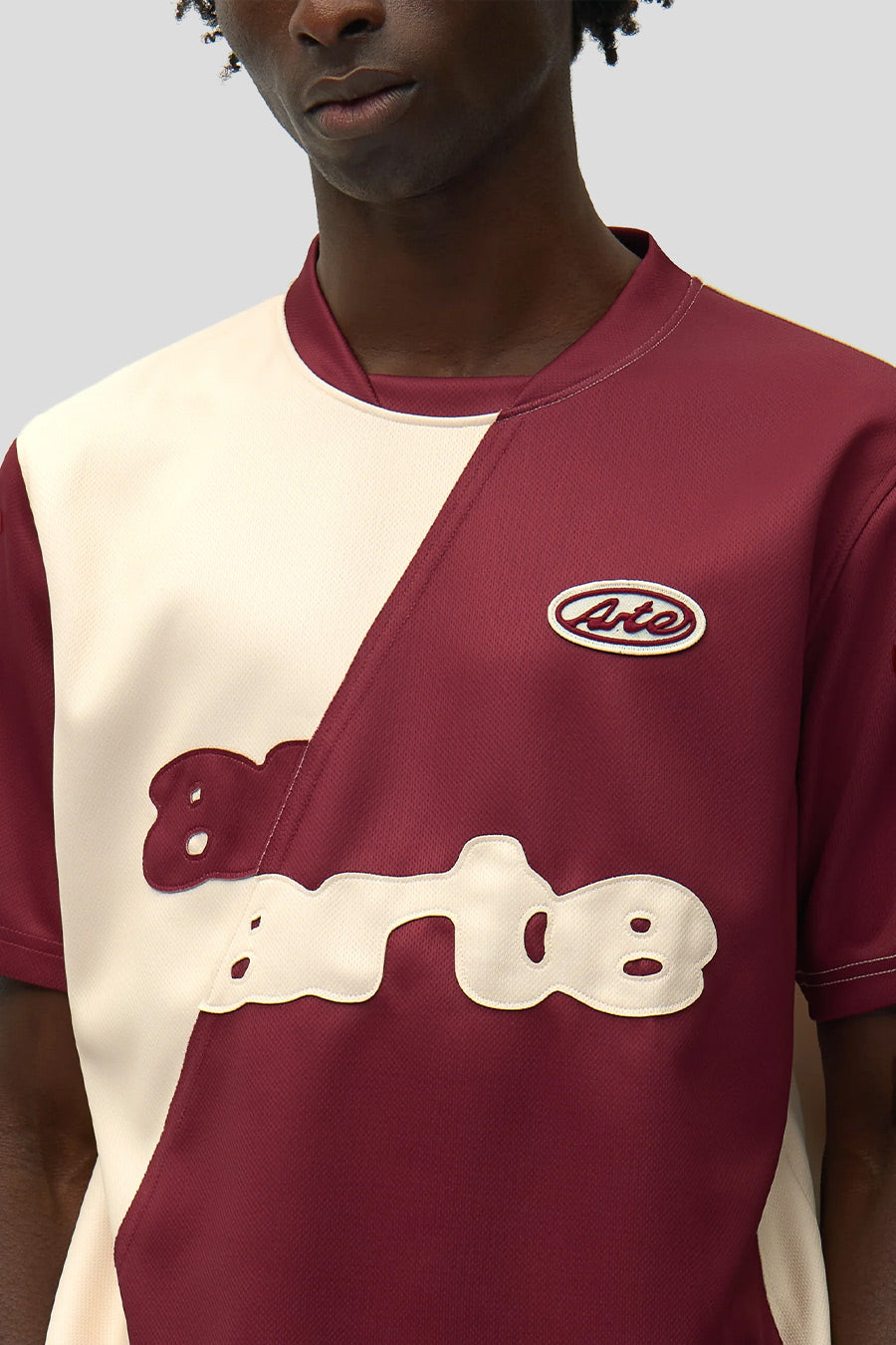 Arte - BURGUNDY AND CREAM FOOTBALL T-SHIRT - LE LABO STORE