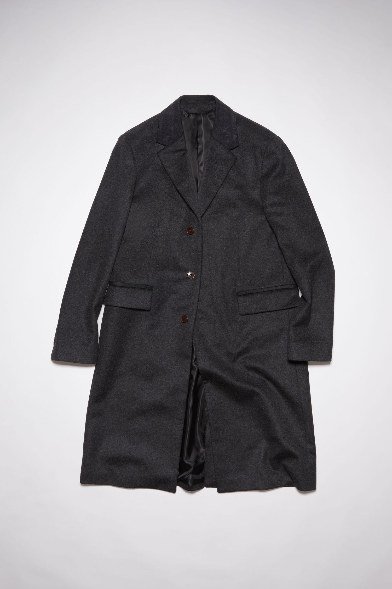ACNE STUDIOS - CHARCOAL GREY SINGLE-BREASTED WOOL COAT - LE LABO STORE