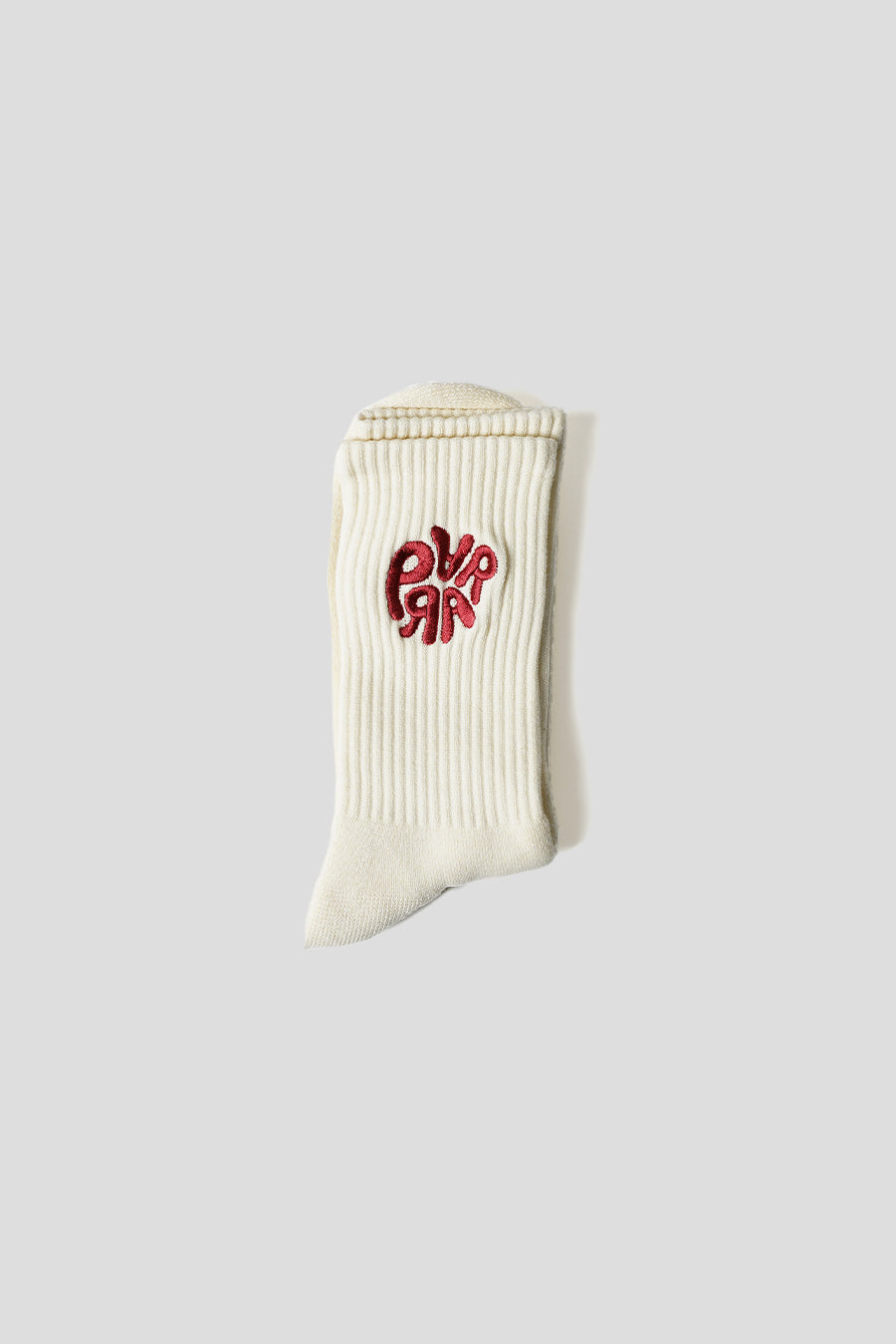 BY PARRA - 1976 CREW LOGO SOCKS WHITE AND BRICK RED - LE LABO STORE