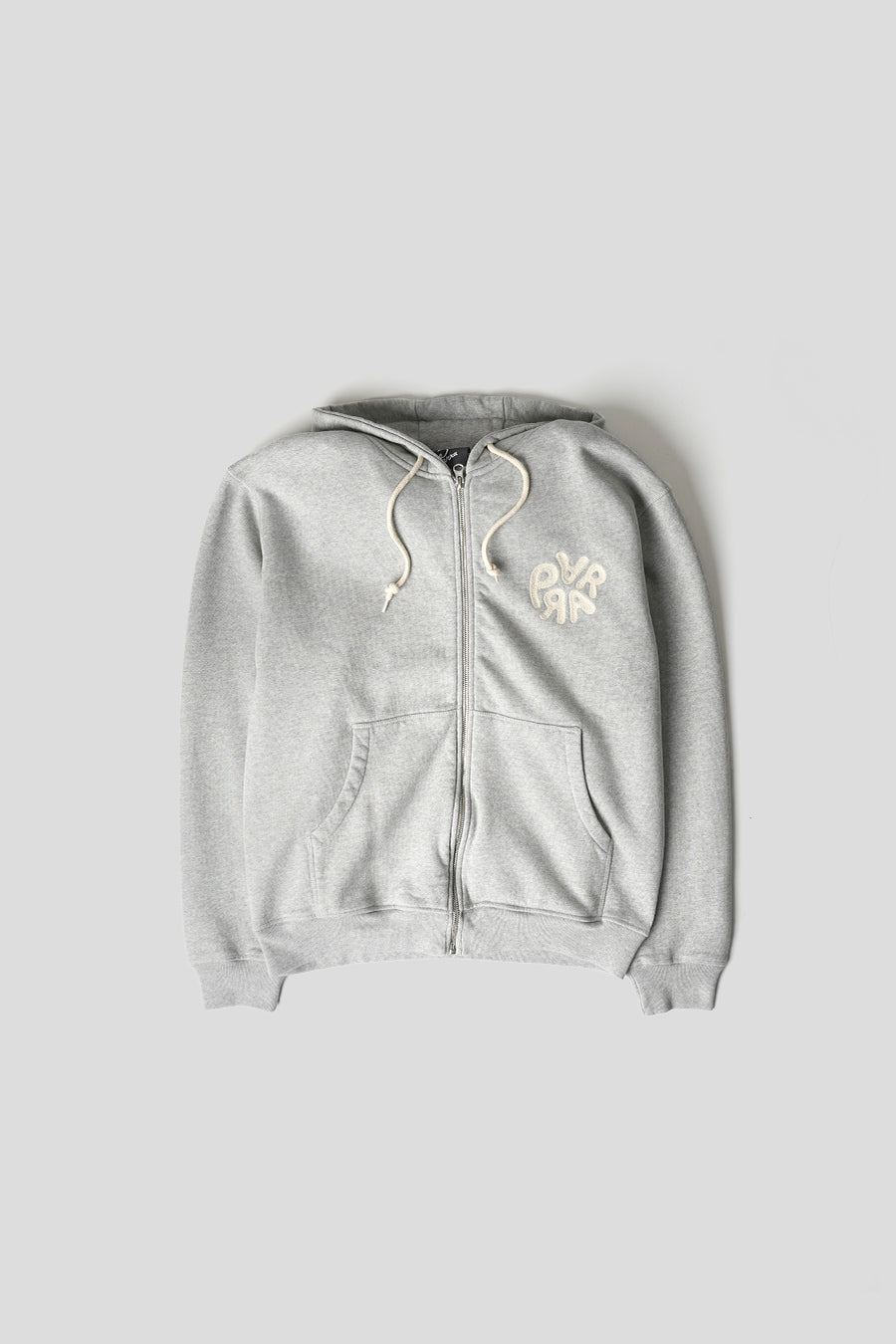 BY PARRA - HEATHER GREY 1976 LOGO ZIP HOODED SWEATSHIRT - LE LABO STORE