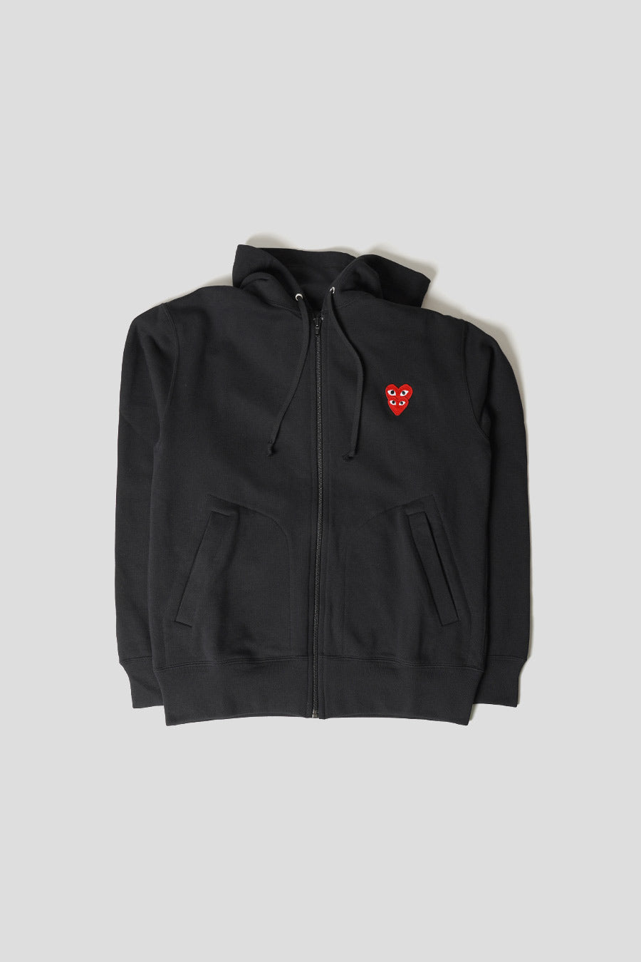 Comme des garçons PLAY - HOODIE ZIP DOUBLE COEUR ROUGE NOIR - LE LABO STORE
