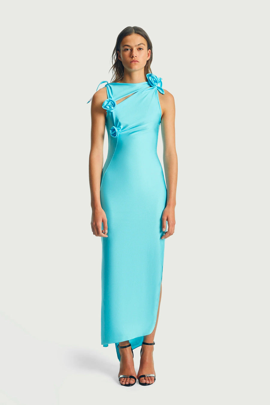 Coperni - TURQUOISE BLUE ASYMMETRIC FLORAL DRESS LE LABO STORE Coperni - TURQUOISE BLUE ASYMMETRIC FLORAL DRESS LE LABO STORE