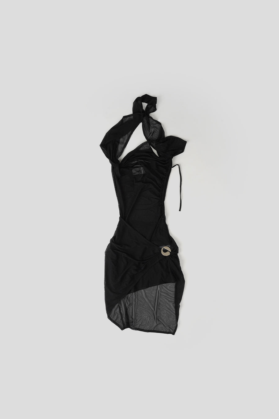 Coperni - ROBE ASYMMETRIC DRAPED MESH NOIRE - LE LABO STORE