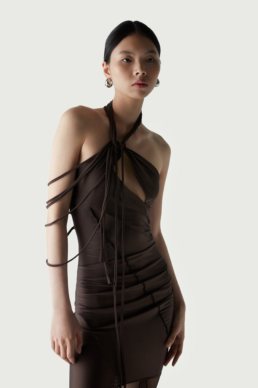 Coperni - ASYMMETRIC DRESS WITH MULTIPLE STRAPS BROWN LE LABO STORE Coperni - ASYMMETRIC DRESS WITH MULTIPLE STRAPS BROWN LE LABO STORE