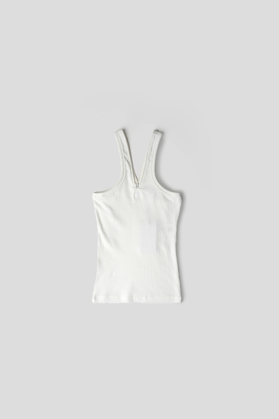 COURRÈGES - DÉBARDEUR ZIPPÉ CRISS CROSS 90'S RIB BLANC HÉRITAGE - LE LABO STORE