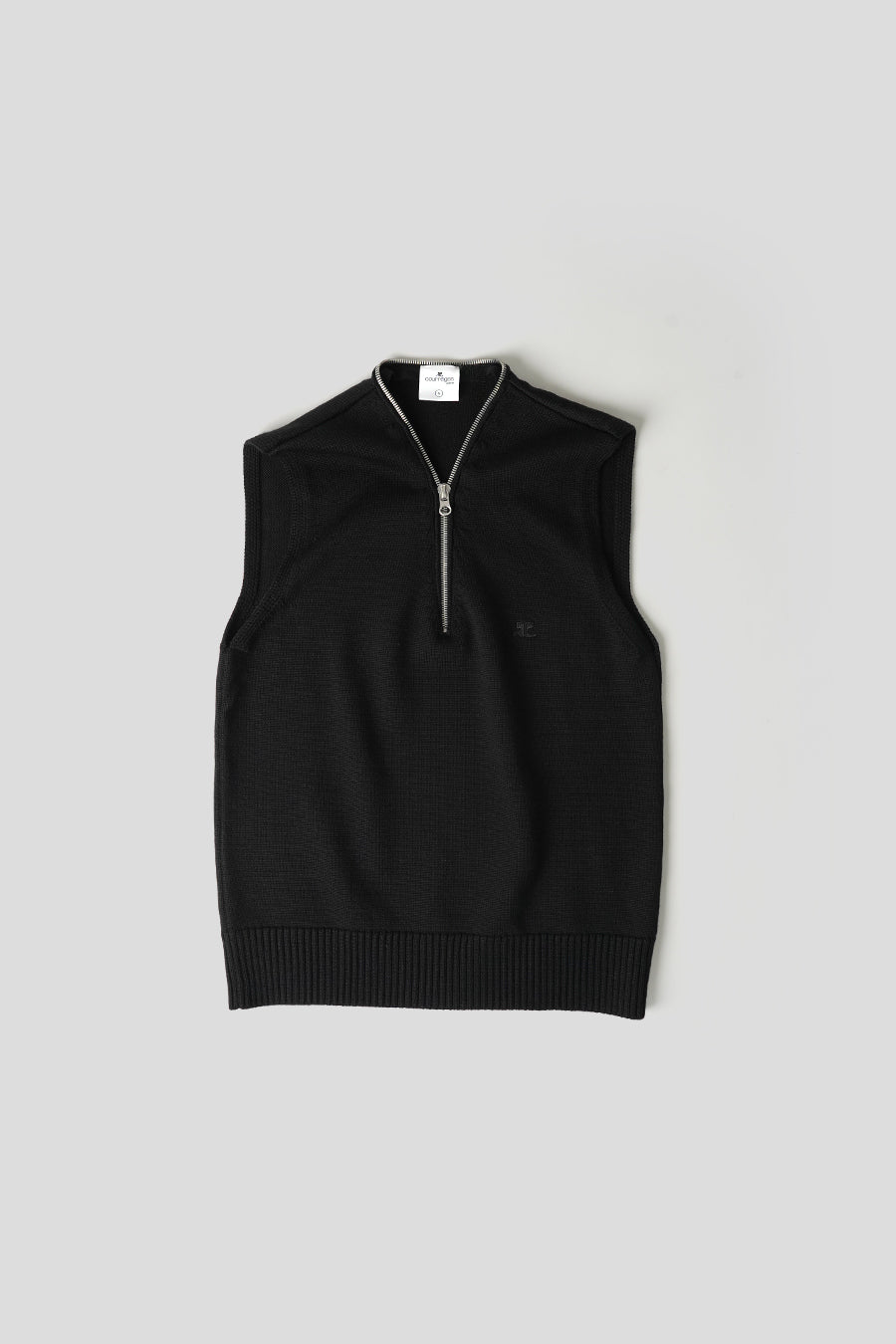 COURRÈGES - PULL EN LAINE ZIPPÉ SANS MANCHES NOIR - LE LABO STORE