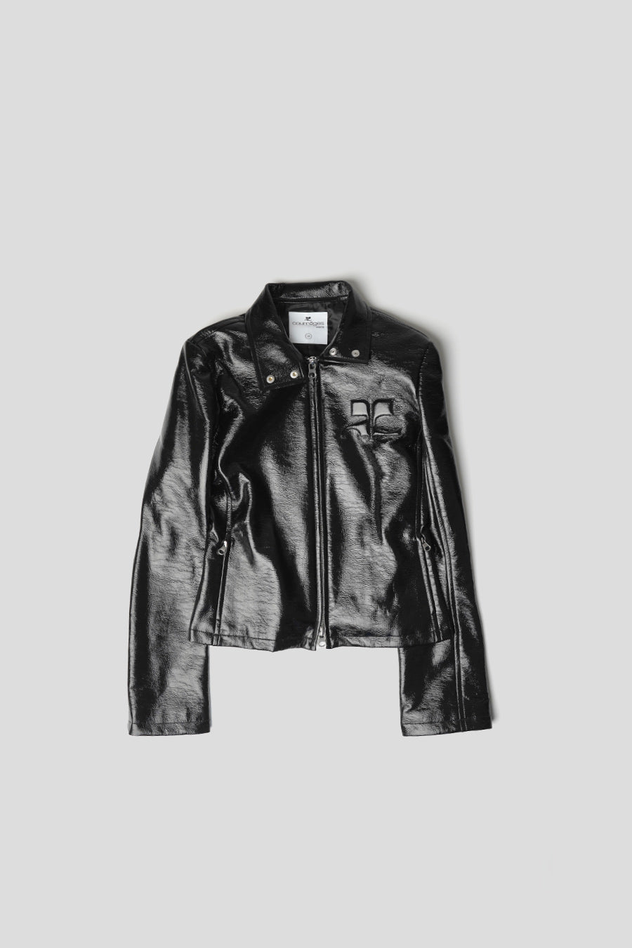 COURRÈGES - BLACK VINYL ZIPPED BIKER JACKET - LE LABO STORE