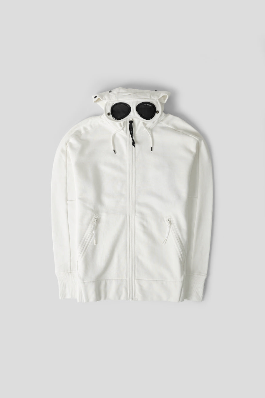 CP COMPANY - OFF-WHITE DIAGONAL RAISED FLEECE GOGGLE HOODIE ZIP - LE LABO STORE