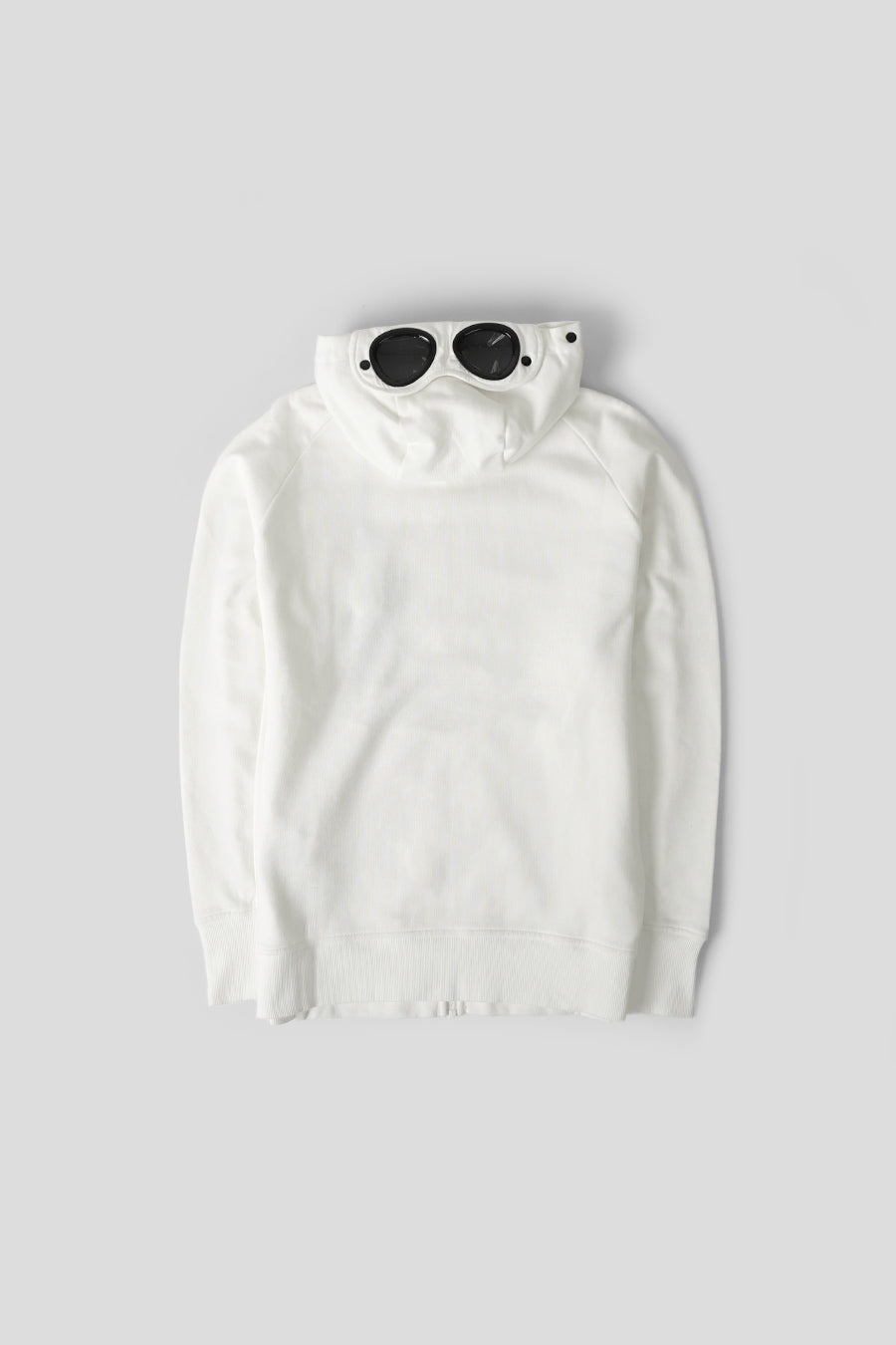 CP COMPANY - HOODIE ZIP DIAGONAL RAISED FLEECE GOGGLE BLANC CASSÉ - LE LABO STORE