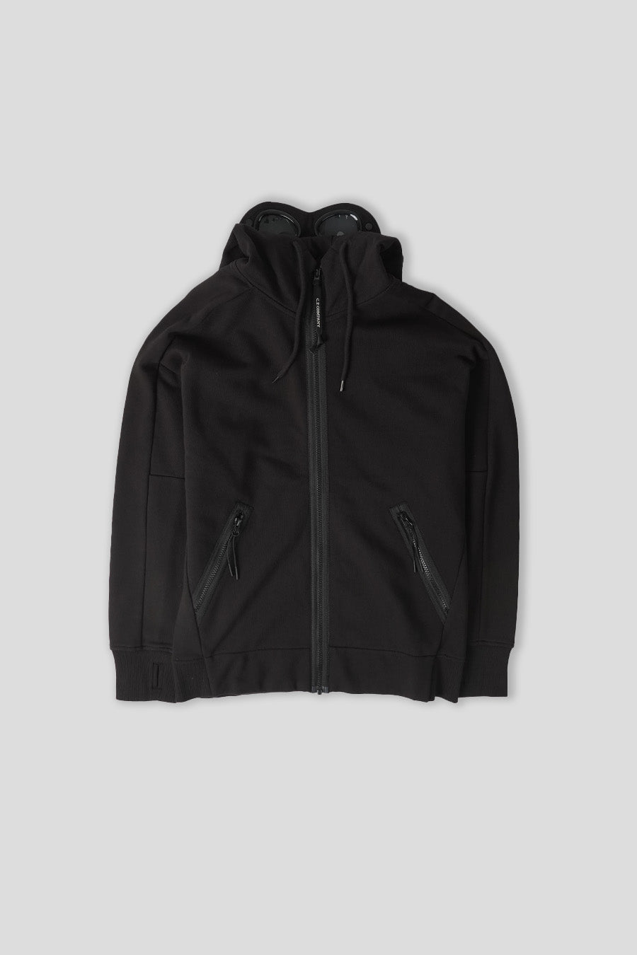 CP COMPANY - HOODIE ZIP GOGGLE DIAGONAL RAISED FLEECE NOIR - LE LABO STORE