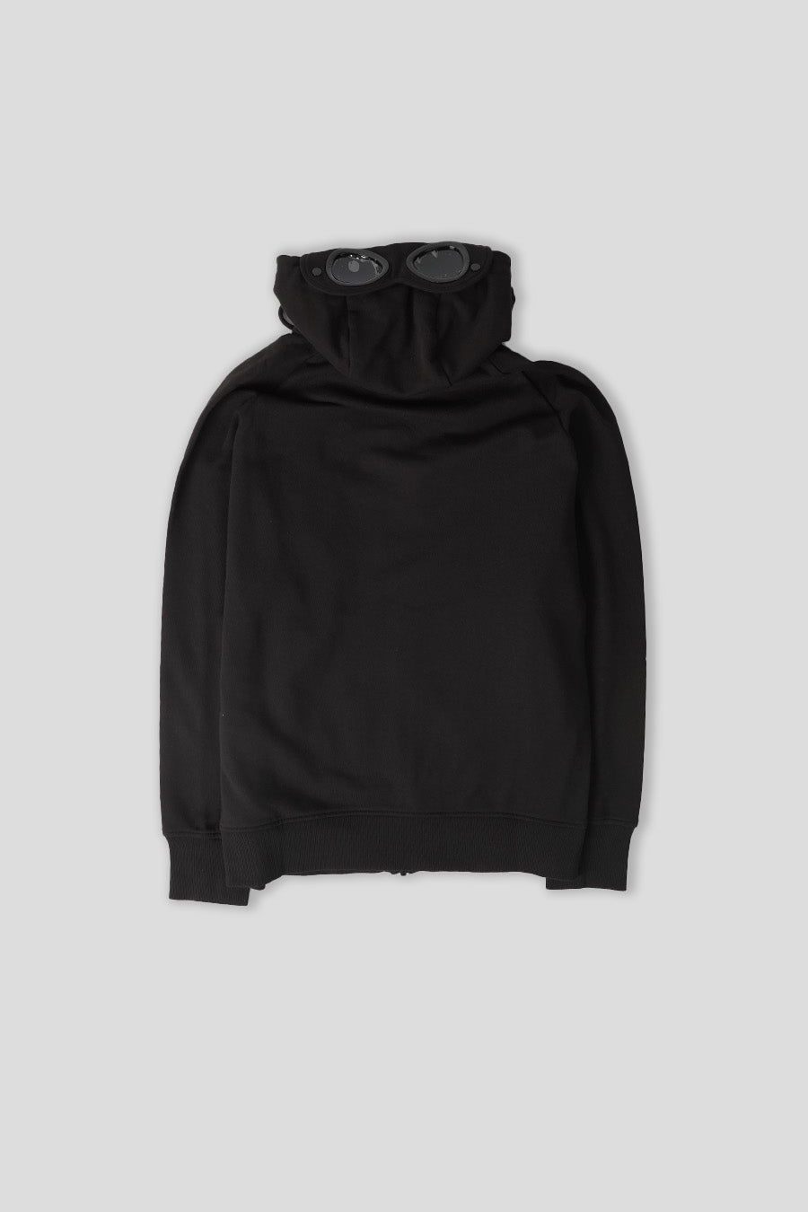 CP COMPANY - HOODIE ZIP GOGGLE DIAGONAL RAISED FLEECE NOIR – LE
