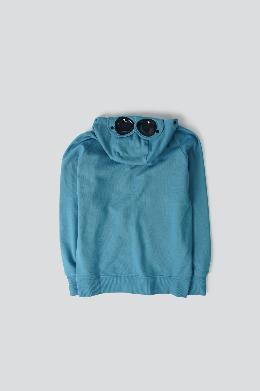 CP COMPANY - HOODIE ZIP DIAGONAL RAISED GOGGLE FLEECE AEGEAN BLUE - LE LABO STORE