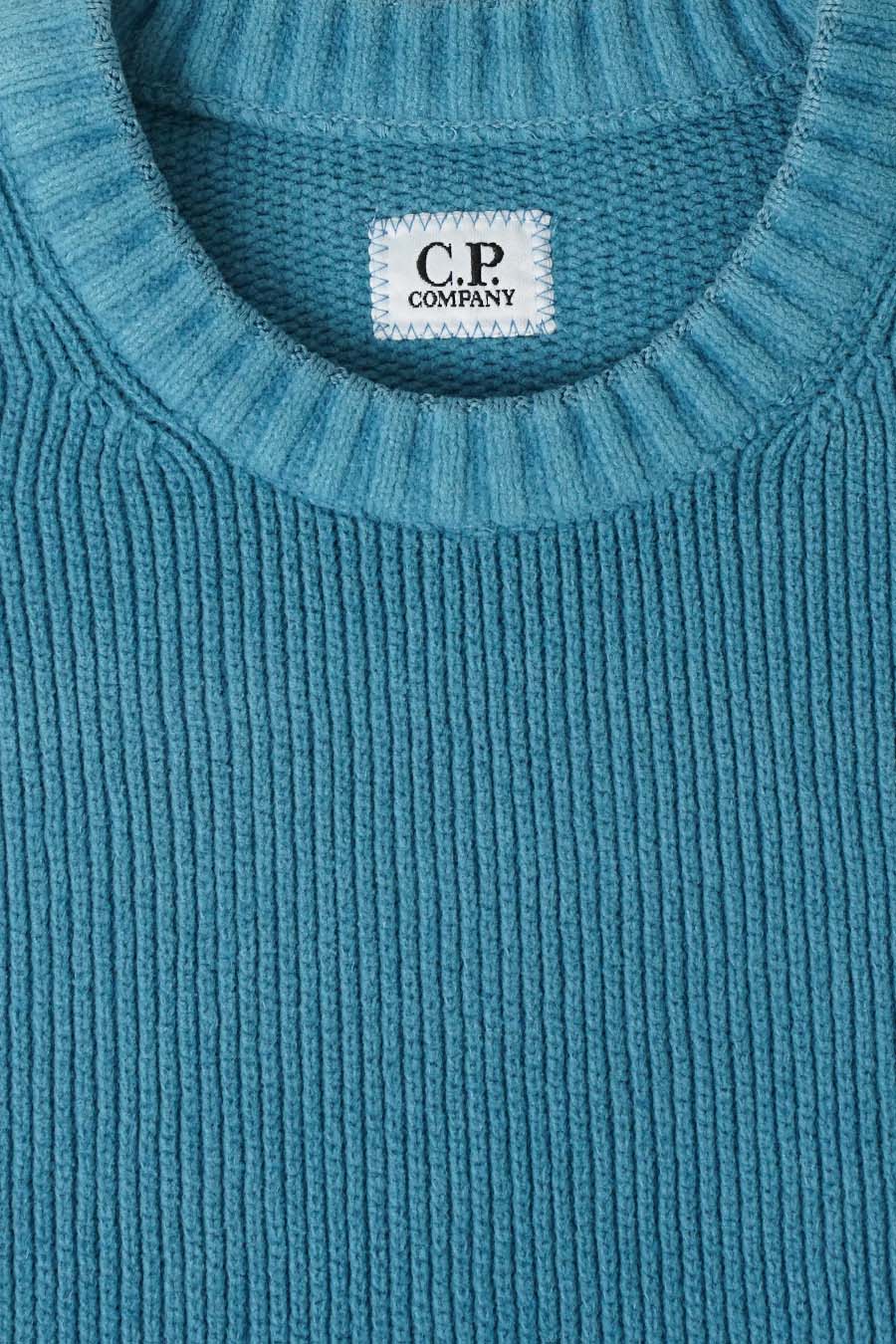 CP COMPANY - AEGEAN BLUE RIBBED SWEATER - LE LABO STORE