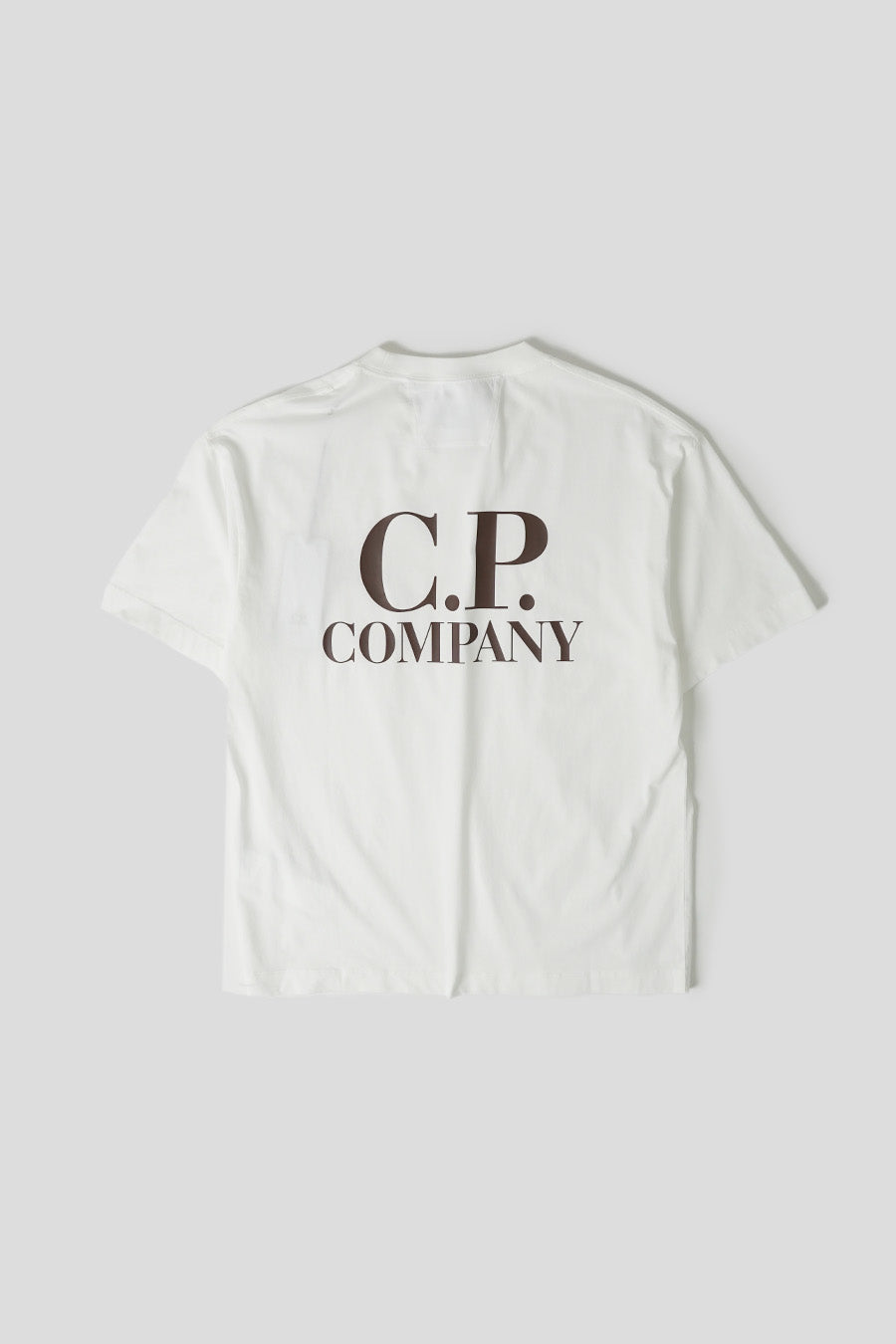 CP COMPANY - WHITE LOGO PRINT T-SHIRT IN JERSEY 30/1 - LE LABO STORE