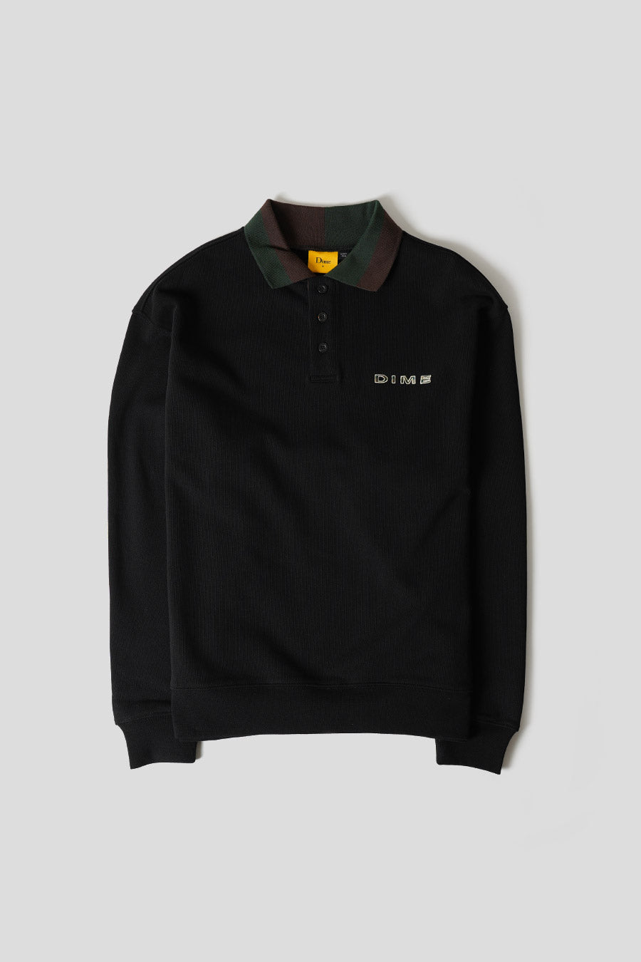 Dime - BLACK TERRY RUGBY LONG-SLEEVED POLO SHIRT - LE LABO STORE
