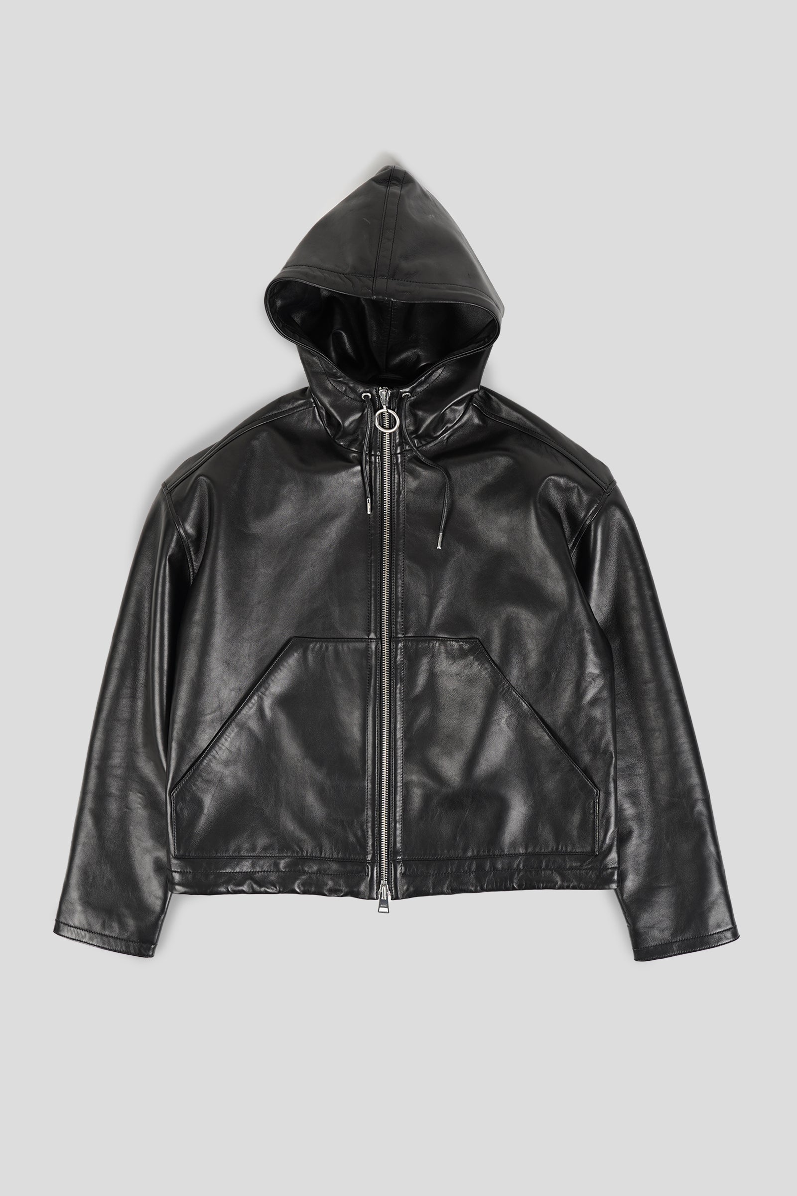 AMI PARIS - SMOOTH LEATHER HOODED ZIP JACKET - LE LABO STORE