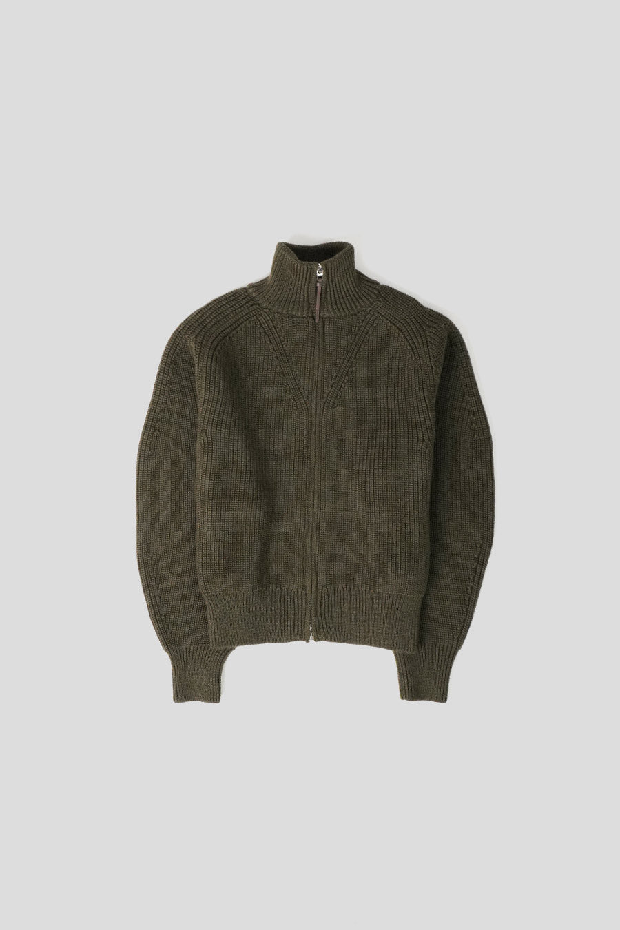 Jacquemus - LE CARDIGAN ZIPPÉ MERINO KHAKI FONCÉ - LE LABO STORE