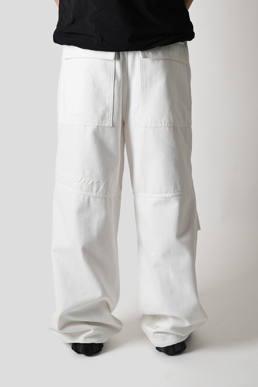 JIL SANDER - WHITE DRAPED KNEE PANTS