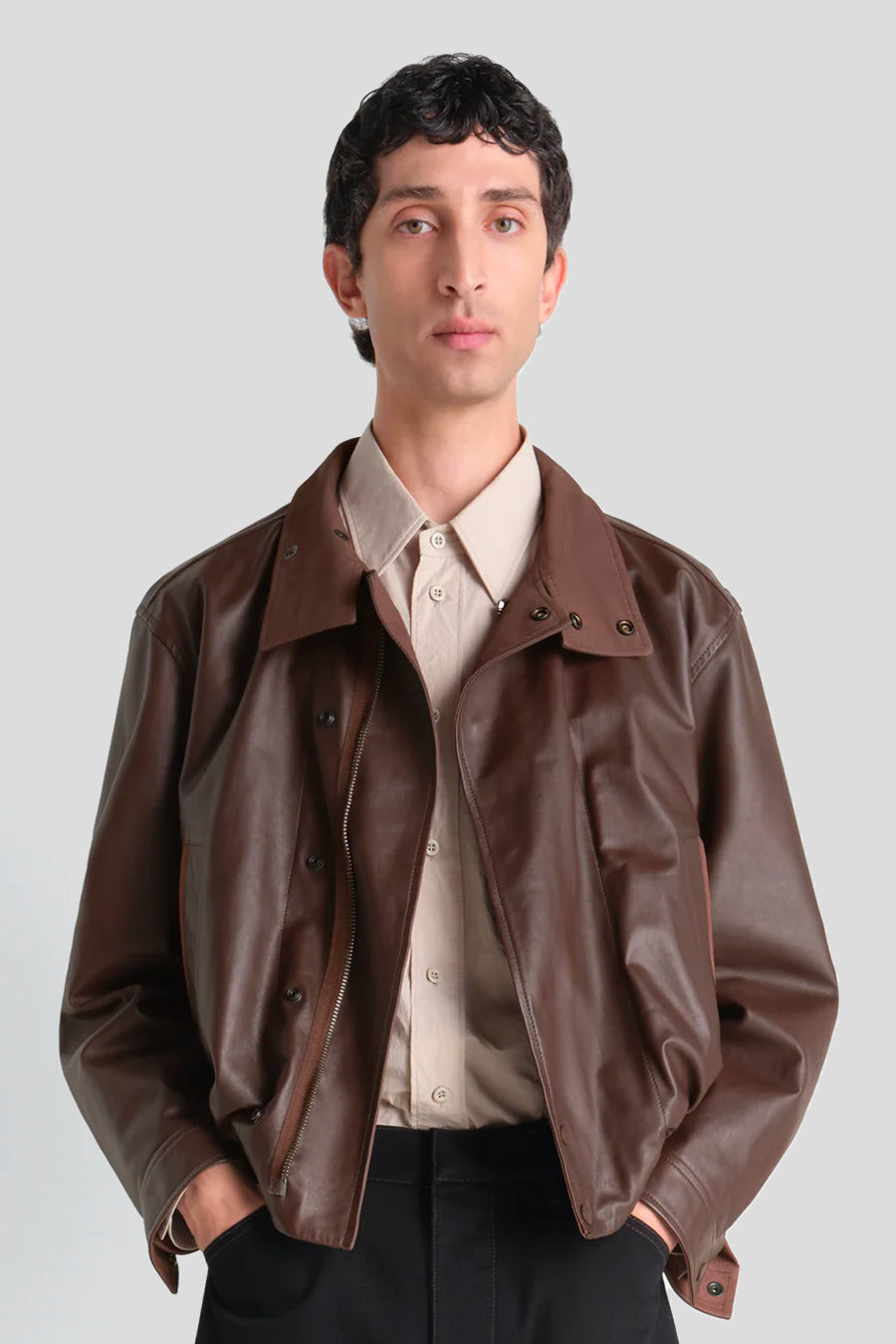 LEMAIRE - CHOCOLATE SOFT LEATHER BLOUSON - LE LABO STORE