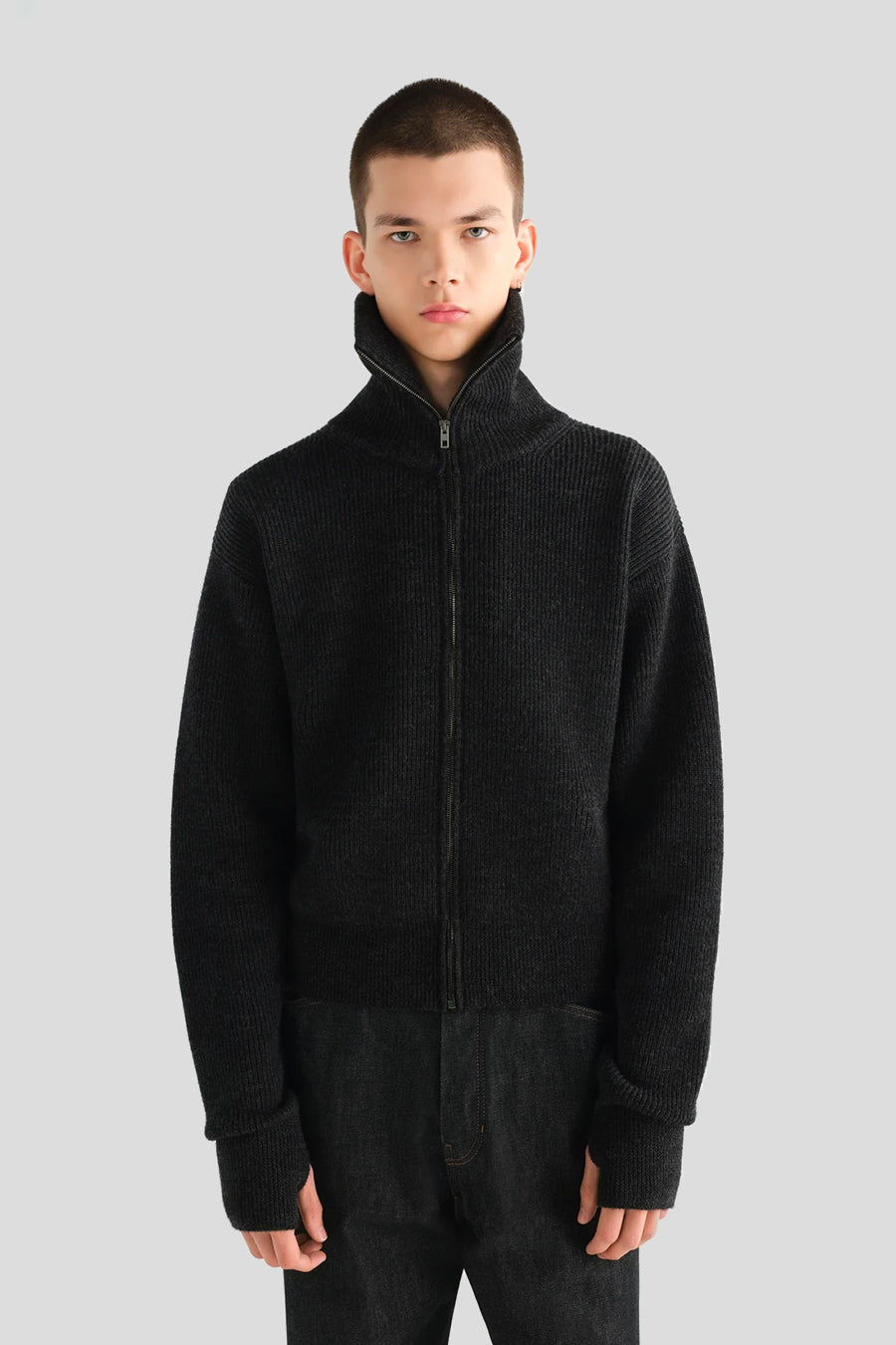 LEMAIRE - ASH MELANGE ZIPPED CARDIGAN - LE LABO STORE