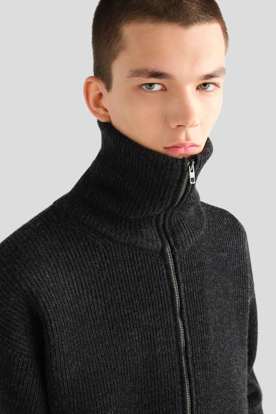 LEMAIRE - ASH MELANGE ZIPPED CARDIGAN - LE LABO STORE