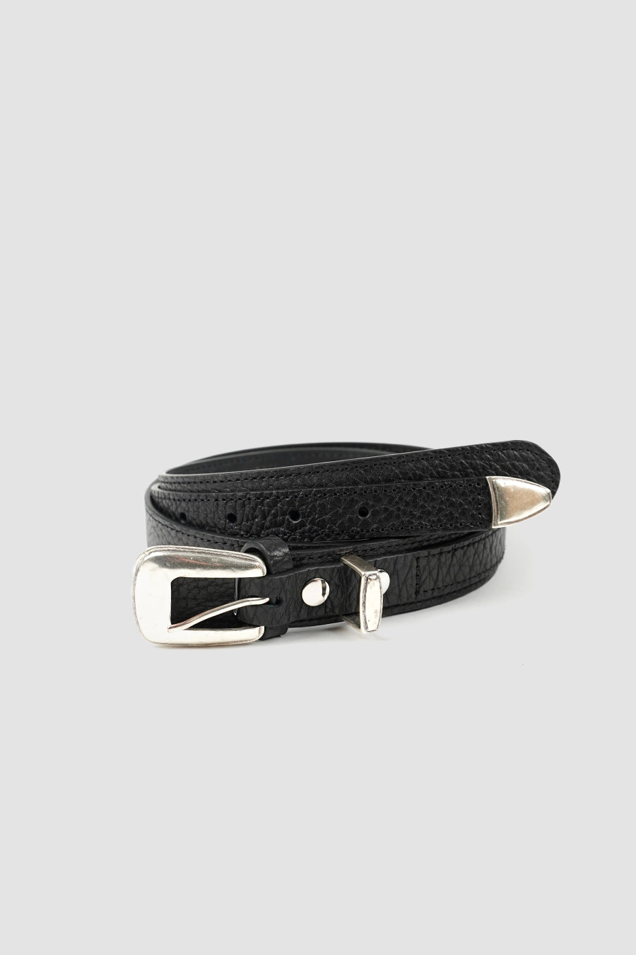 LEMAIRE - CEINTURE CUIR GRAINÉ MINIMAL WESTERN NOIR - LE LABO STORE