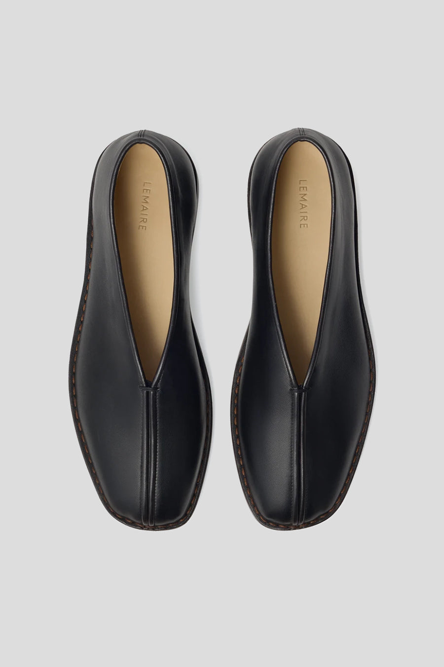 LEMAIRE - BLACK AND DARK CHOCOLATE FLAT PIPED SLIPPERS – LE LABO STORE