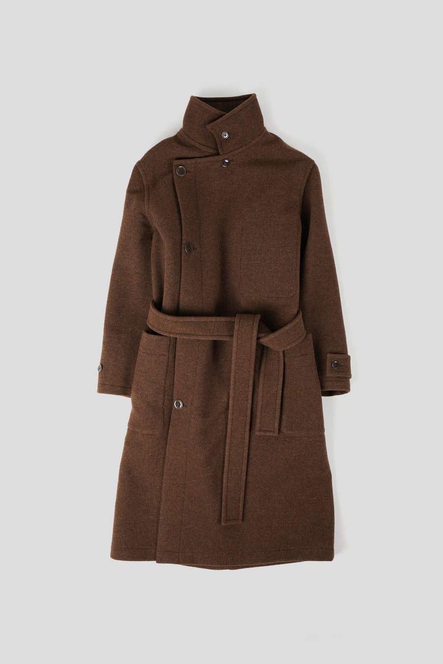 LEMAIRE - MANTEAU ENVELOPPANT À SURPIQÛRES CONTRASTÉES MARRON - LE LABO STORE