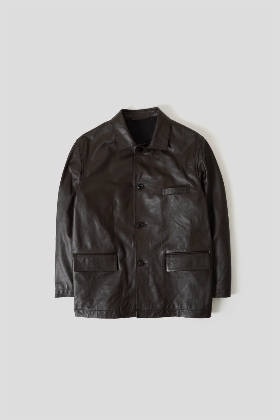 LEMAIRE - BROWN RELAXED LEATHER JACKET  - LE LABO STORE
