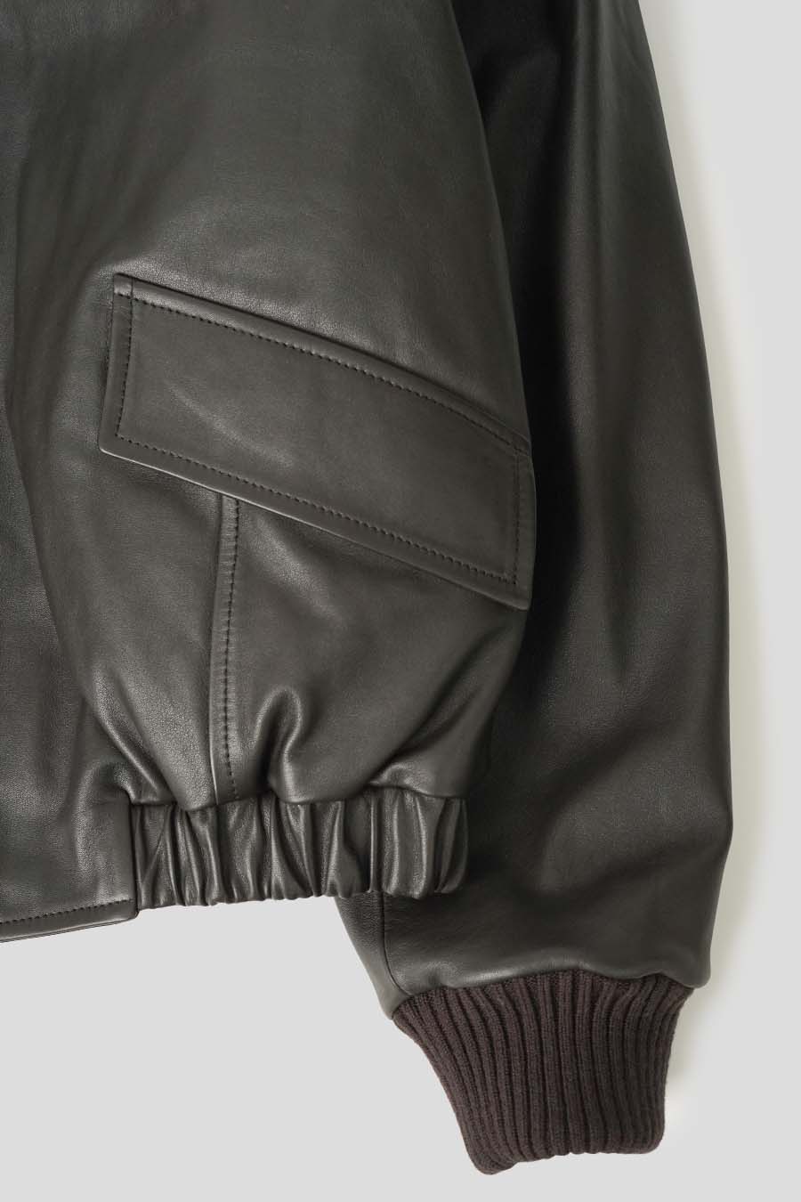 LEMAIRE - BLOUSON LEATHER SHEARLING COLLAR ESPRESSO FONCÉ - LE LABO STORE