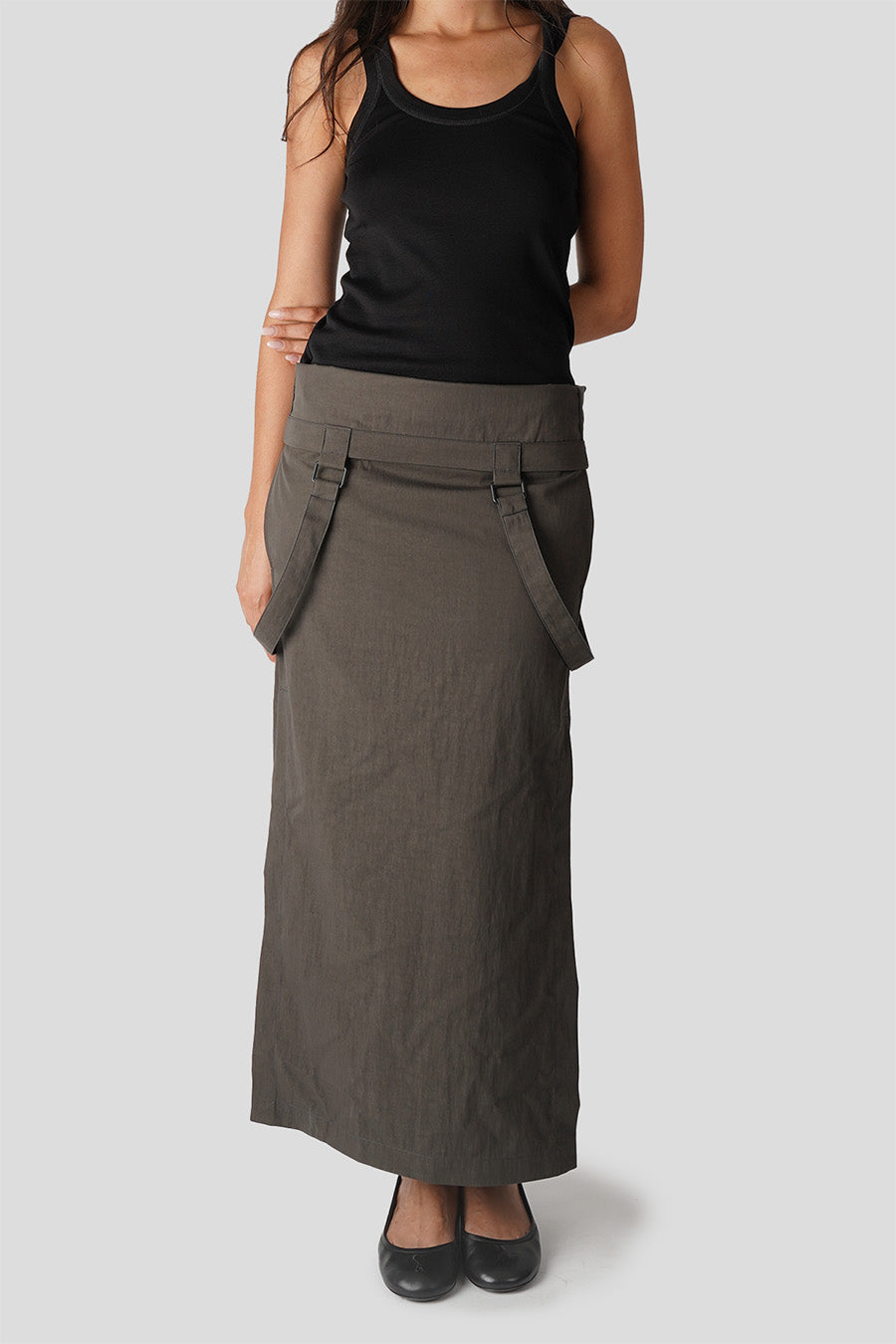 LEMAIRE - DARK COFFEE SKIRT WITH STRAPS  - LE LABO STORE