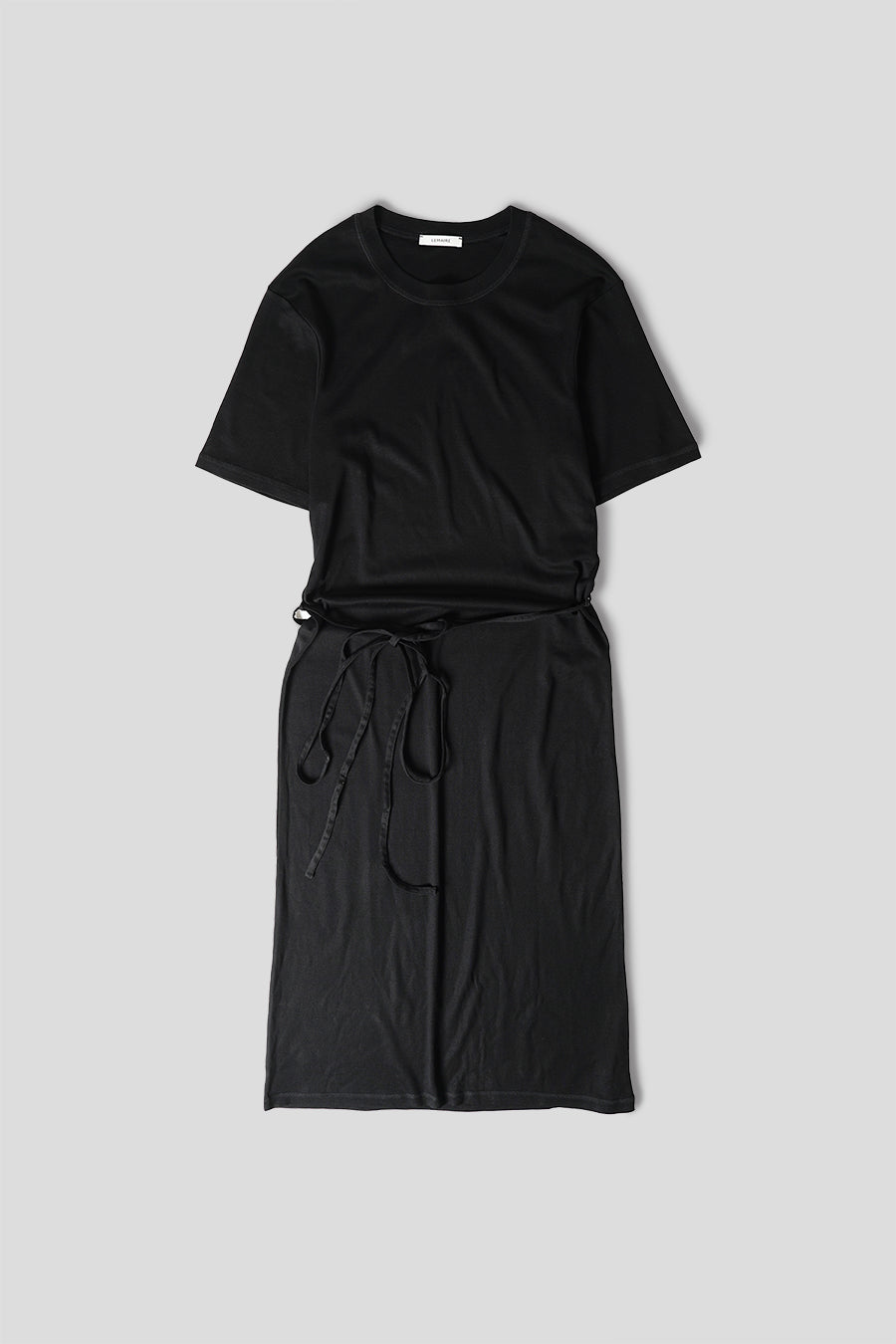 LEMAIRE - BLACK RIBBED AND BELTED T-SHIRT DRESS - LE LABO STORE