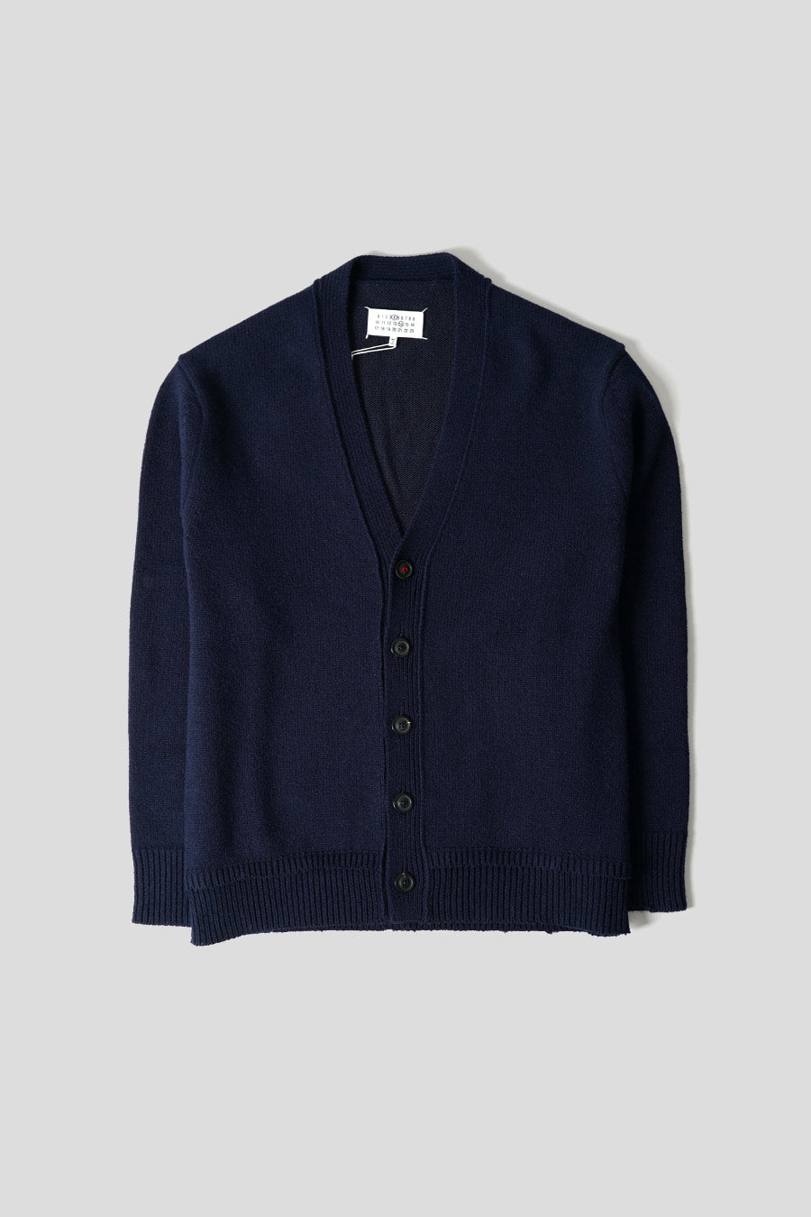 Maison Margiela - NAVY BLUE CARDIGAN WITH ELBOW PATCHES - LE LABO STORE