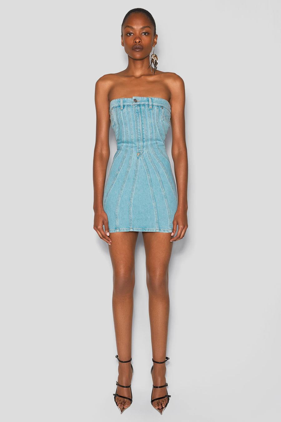 Denim Dress Corto Vestido De Mezclilla Strapless Mugler Vestido