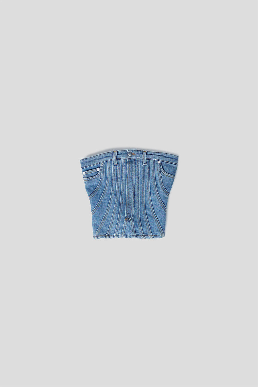 MUGLER - TOP SPIRAL DENIM BUSTIER BLEU - LE LABO STORE