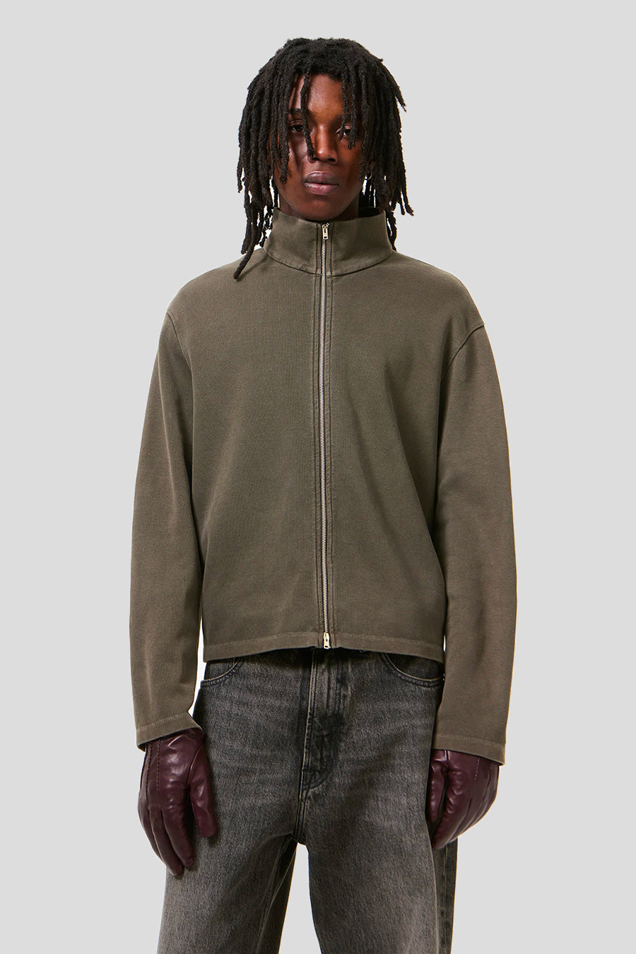 Our Legacy - CARDIGAN SHRUNKEN FULLZIP WORN GRAPHITE ATHLETIC RIB - LE LABO STORE