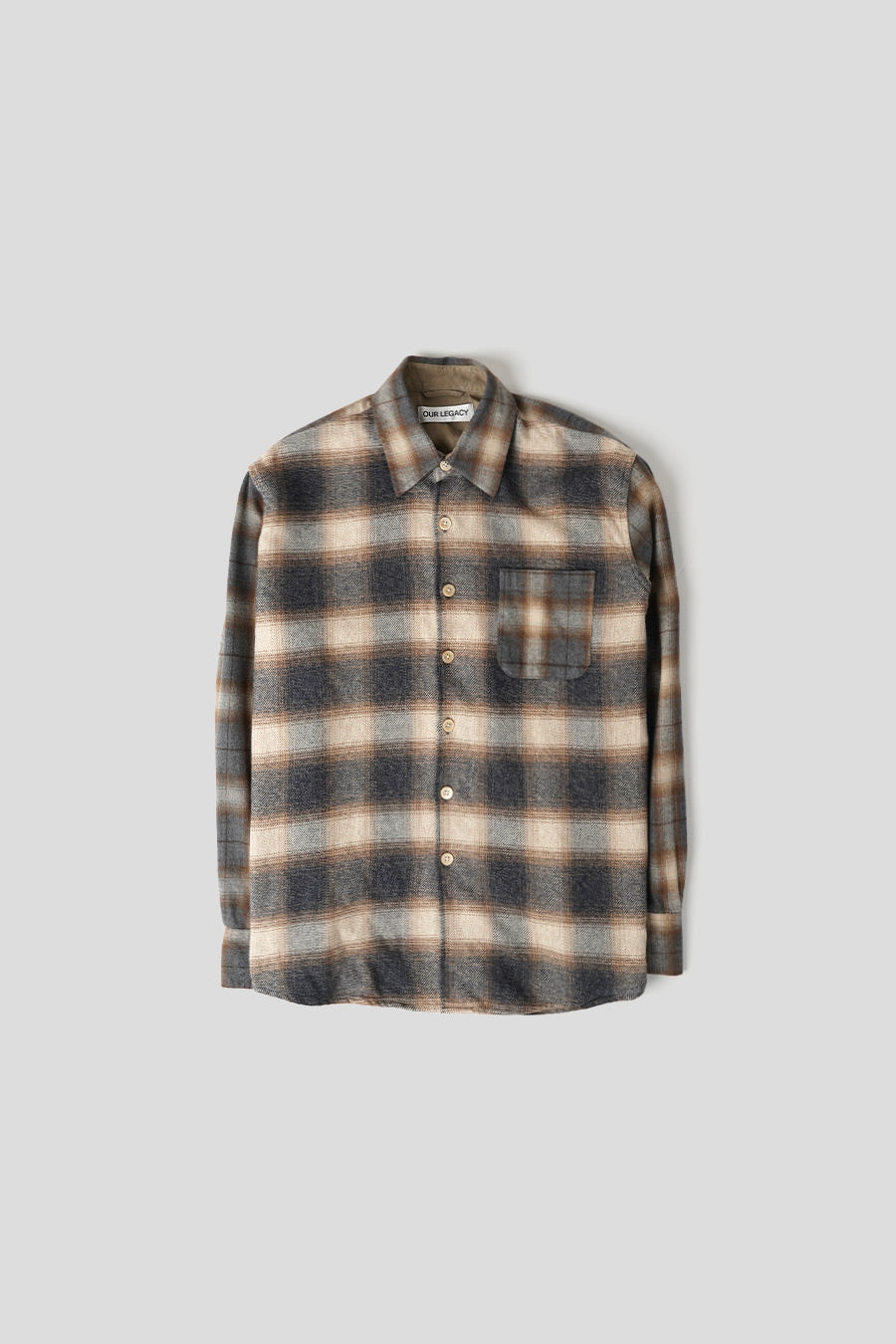 Our Legacy - BROWN AND BEIGE CHECKERED ABOVE LONG SLEEVED SHIRT - LE LABO STORE