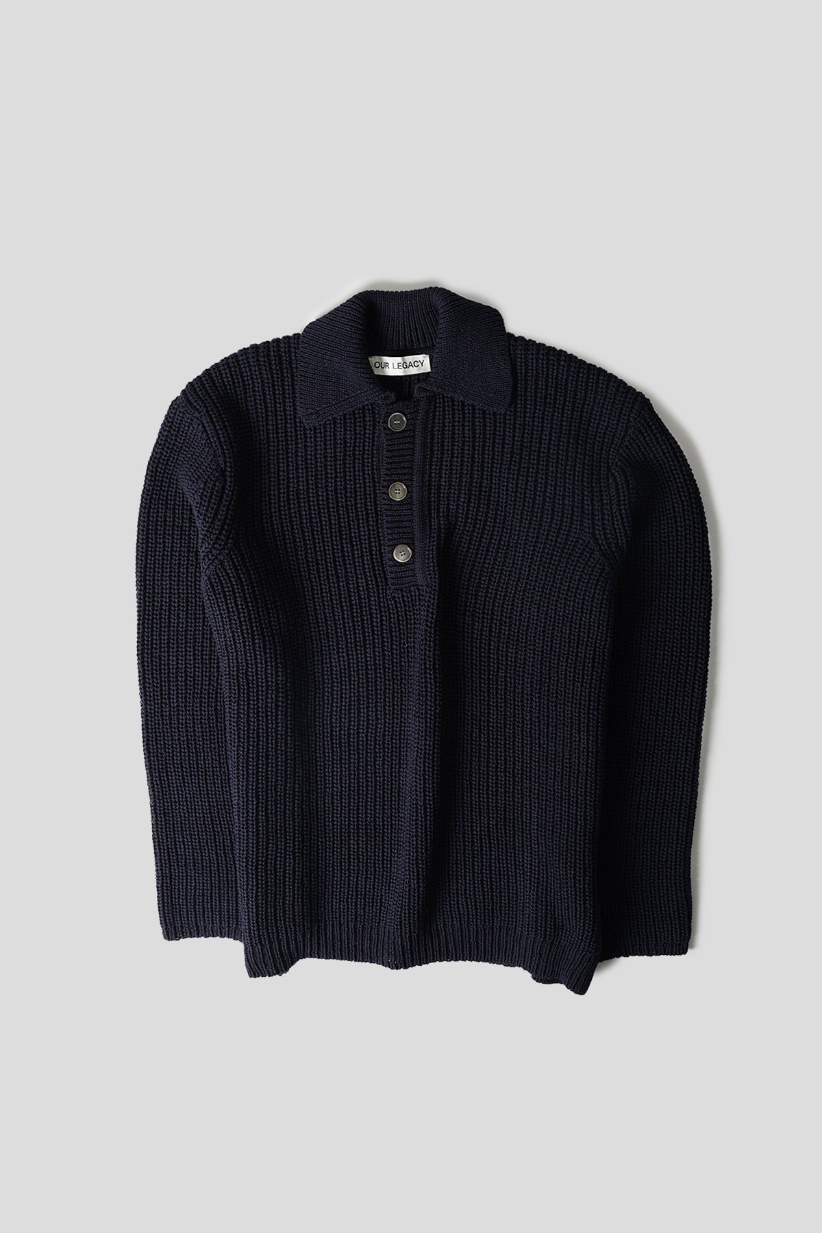 Our Legacy - LARGE BLUE RIBBED POLO SHIRT - LE LABO STORE