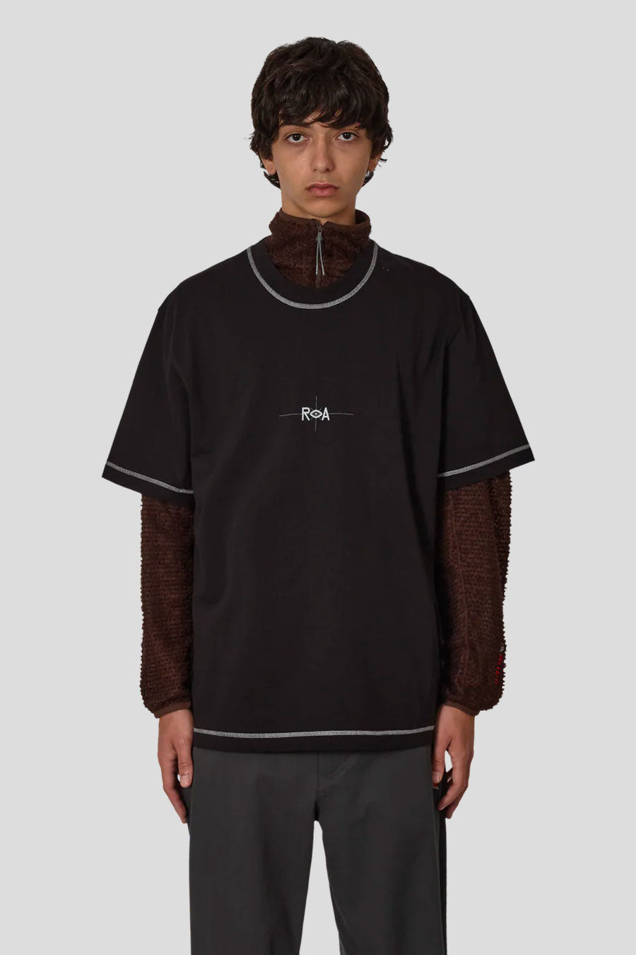 ROA HIKING - BLACK INFO STITCH ORGANIC T-SHIRT - LE LABO STORE