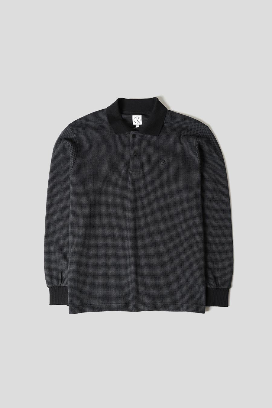 Polar Skate Co. - BLACK AND GREY HOUNDSTOOTH LONG-SLEEVED POLO SHIRT - LE LABO STORE
