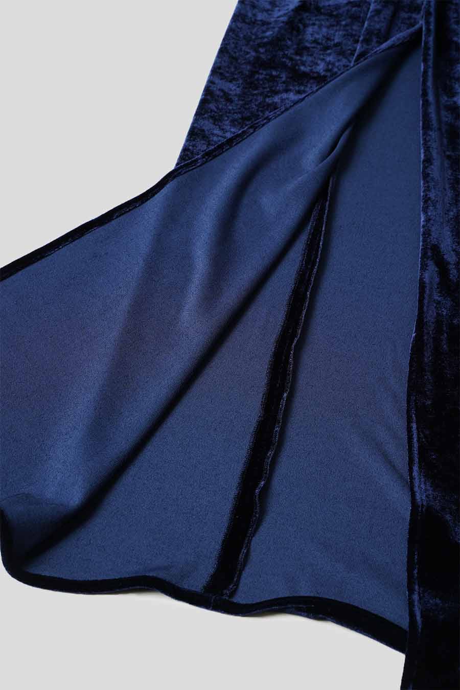 Rabanne - LONG VELVET SKIRT WITH NAVY BLUE JEWELLED BELT - LE LABO STORE