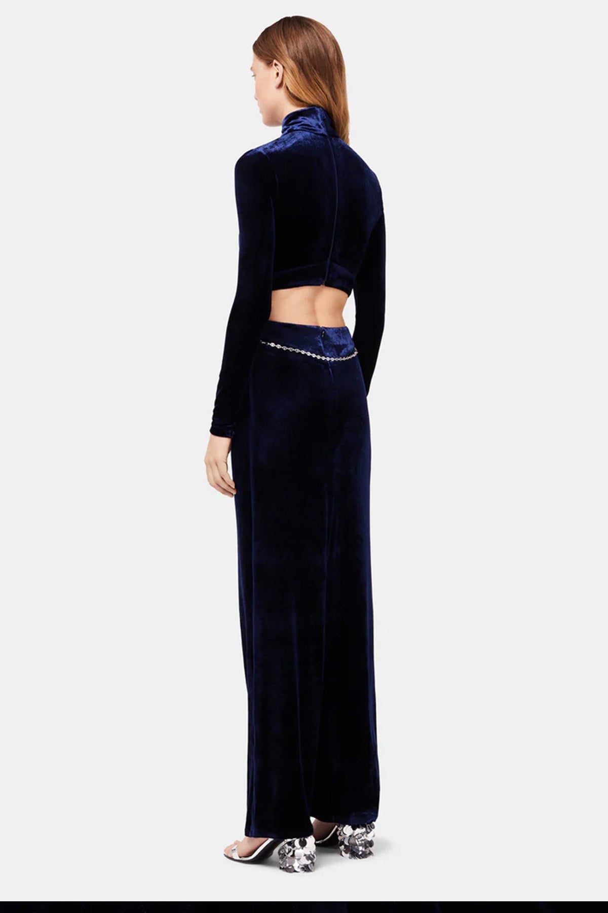 PACO RABANNE - LONG VELVET DRESS WITH NAVY BLUE JEWELED BELT LE LABO STORE PACO RABANNE - LONG VELVET DRESS WITH NAVY BLUE JEWELED BELT LE LABO STORE