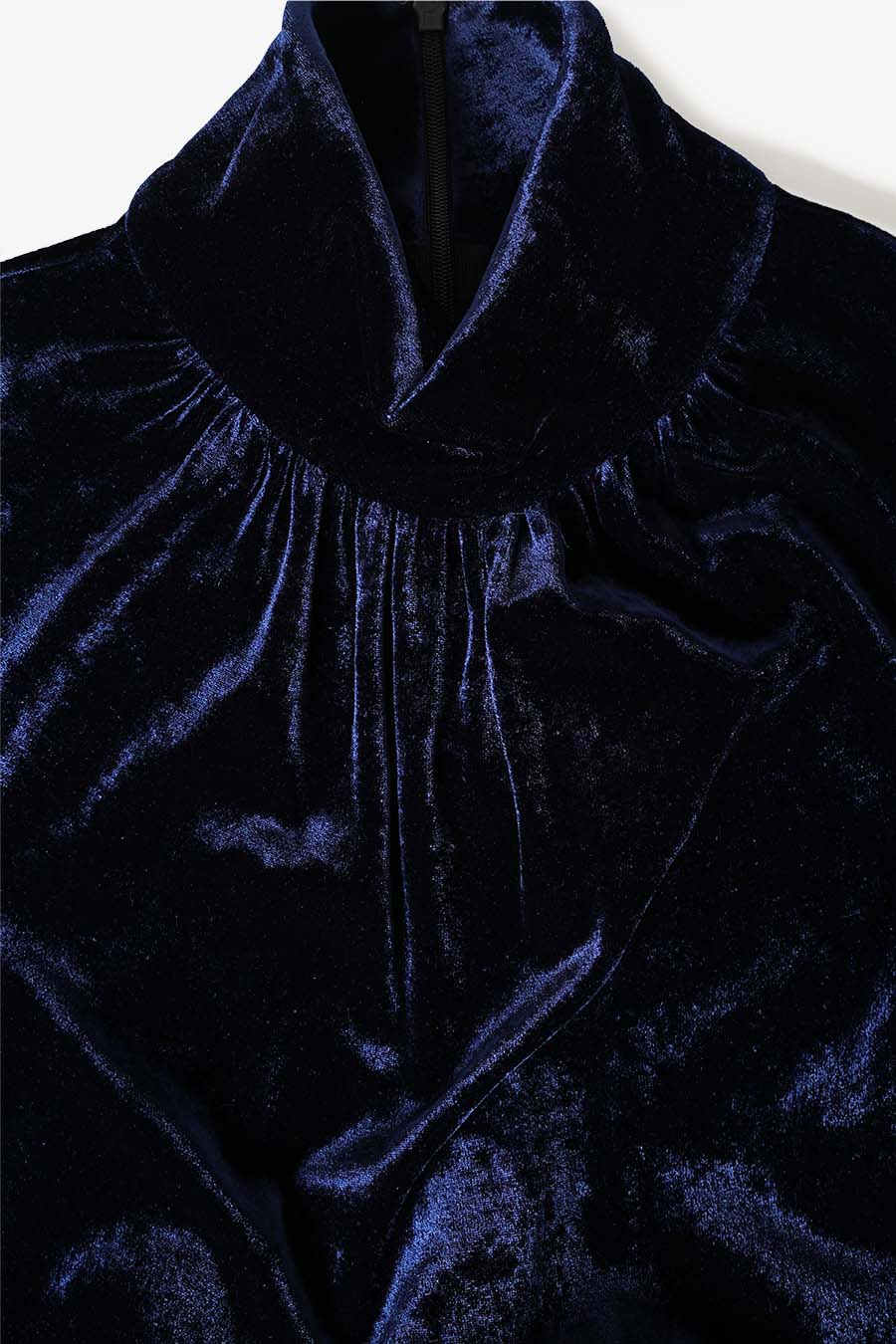 Rabanne - LONG VELVET DRESS WITH NAVY BLUE JEWELED BELT - LE LABO STORE