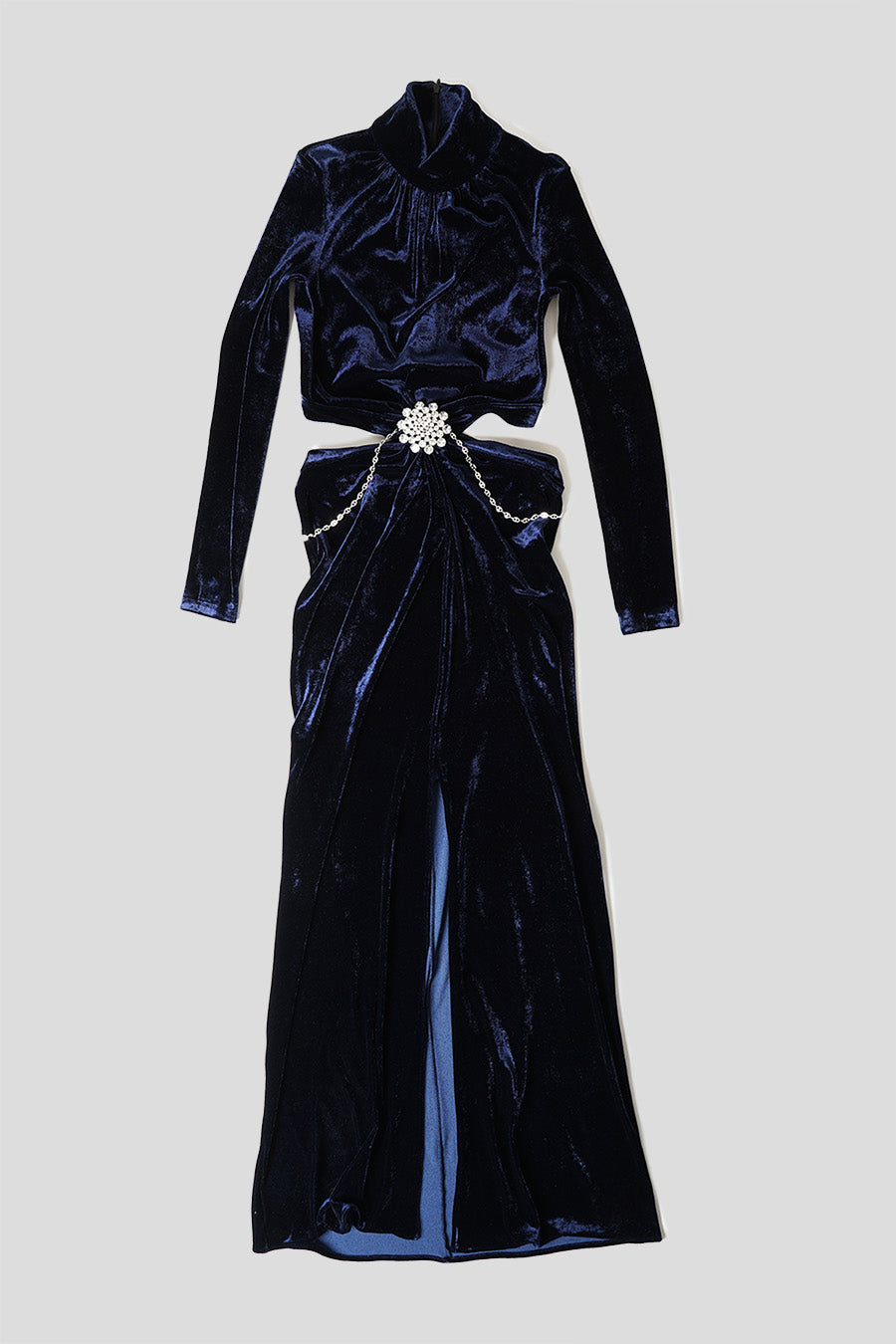 PACO RABANNE - LONG VELVET DRESS WITH NAVY BLUE JEWELED BELT LE LABO STORE PACO RABANNE - LONG VELVET DRESS WITH NAVY BLUE JEWELED BELT LE LABO STORE